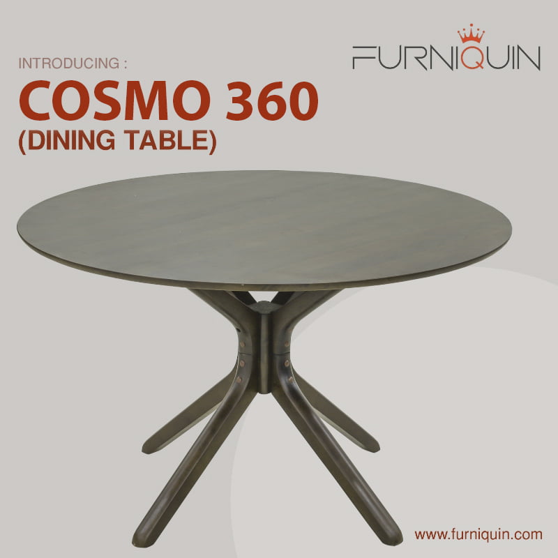 Cosmo 360 Walnut Brown Color Dining Table and 6pcs Chair with Rubber Wood Metarial