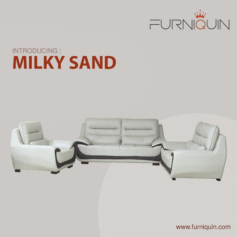 Milky Sand 3+2+1 Leather Sofa Set