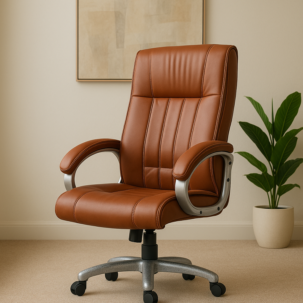 Dell Revolving Office Chair in PU Leather in Black & Leather Color