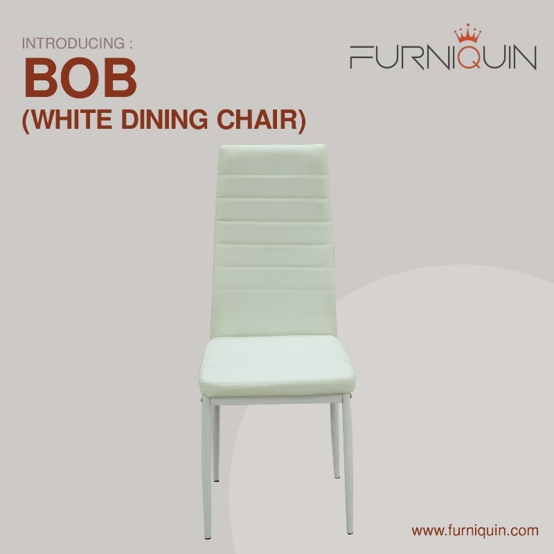 Bob White Color Dining Chair with PVC and Metal Base Material