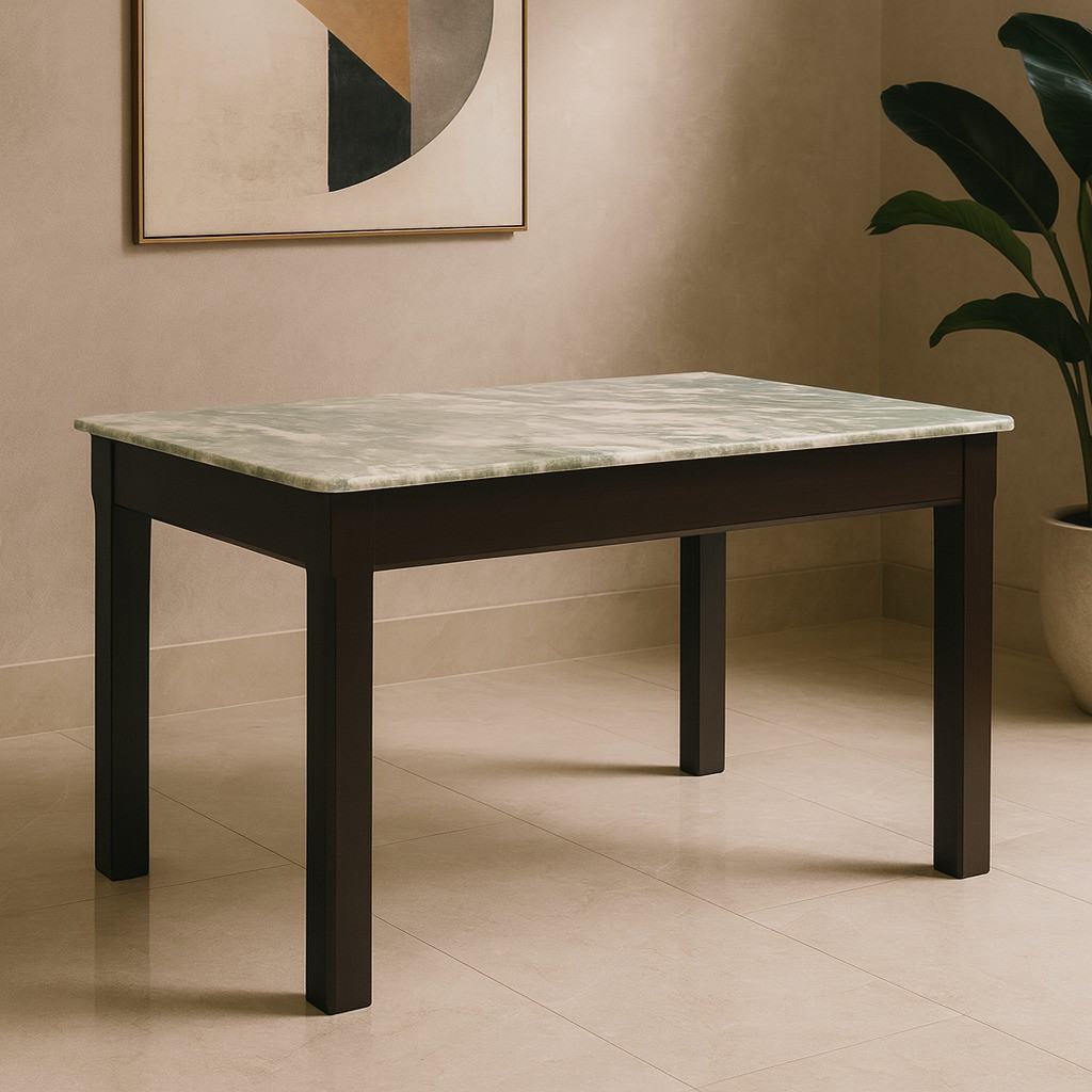 Kiwi Mehgini Dining Table in Dark Walnut COlor with Onyx Marble Top