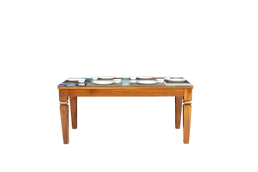 Frenzy Dining Table with Segun Wood & Design Glass top