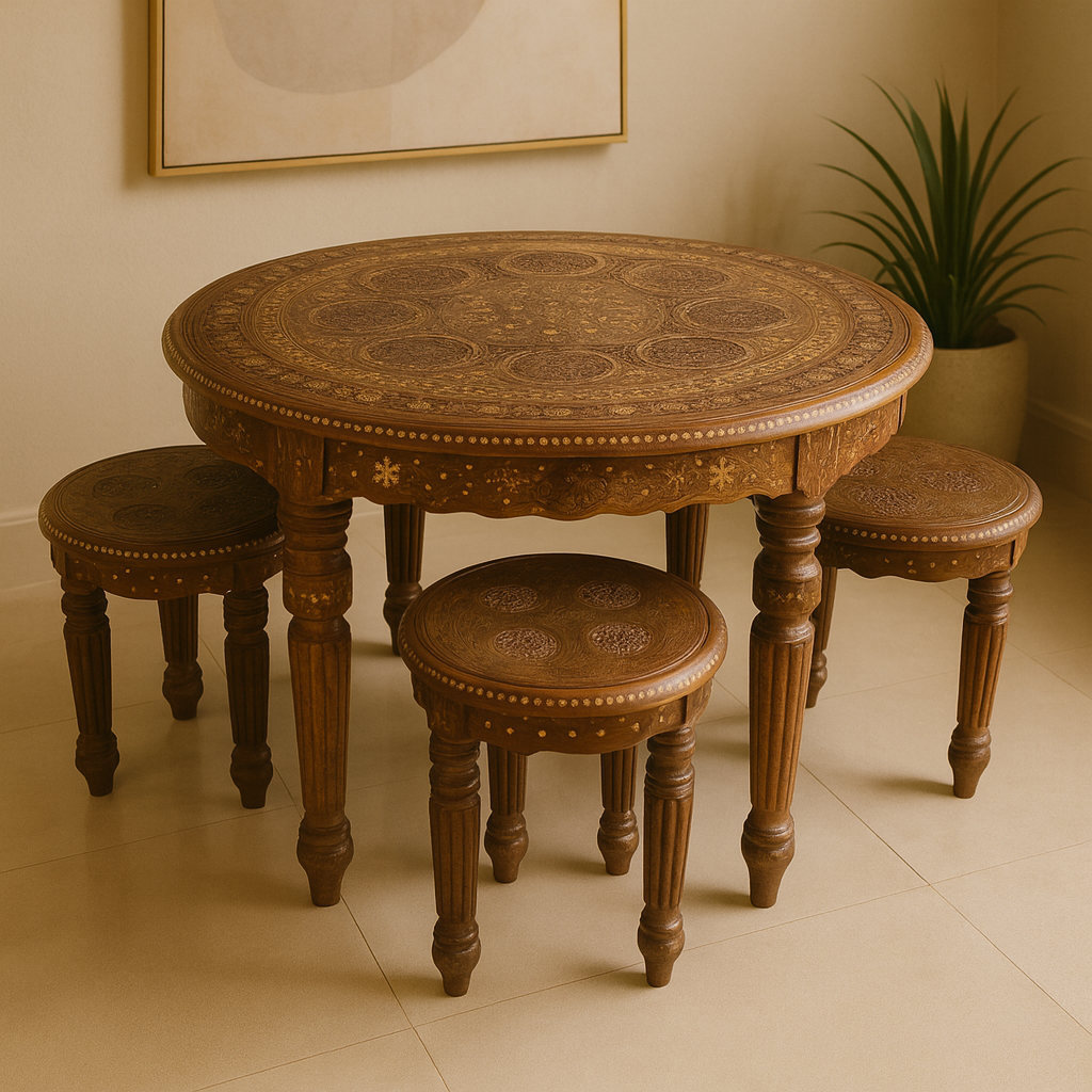 Nazia (4+1) set in Sheeshum Wood with Meena Works