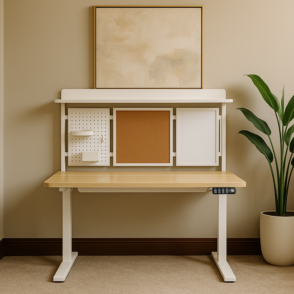 Mike Electric Table with Height adjust, marker Boards, Clip Board, Bottle Holder, Pen Stand, Bag Holder etc