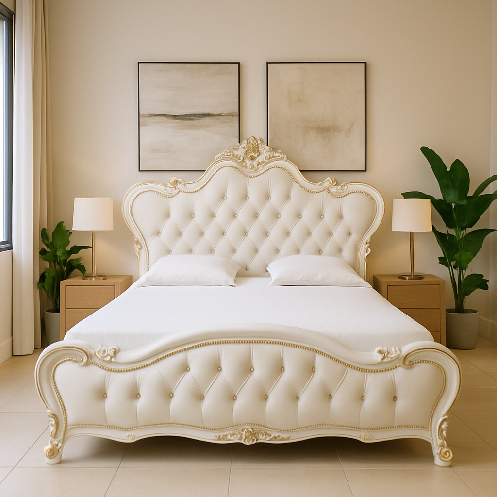 Janvi Rubber Wood Curving Bed