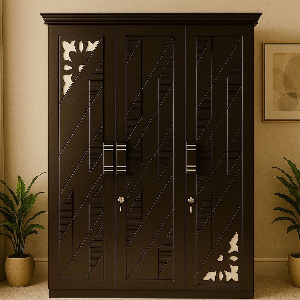 Grasim 3 Door Wardrobe with Dark Walnut
