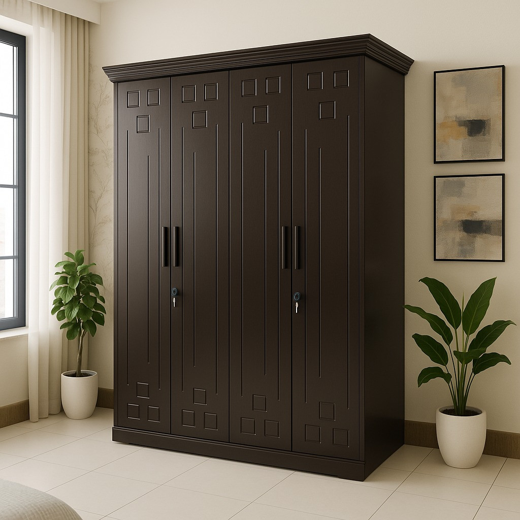 Serena 4 Door Wardrobe Dark Walnut Color