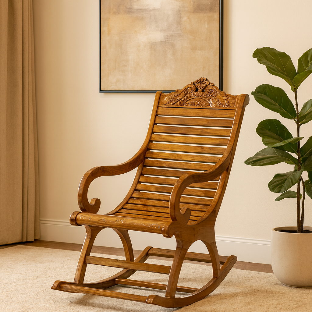 Dibala Rocking Chair Segun Wood with Cushion