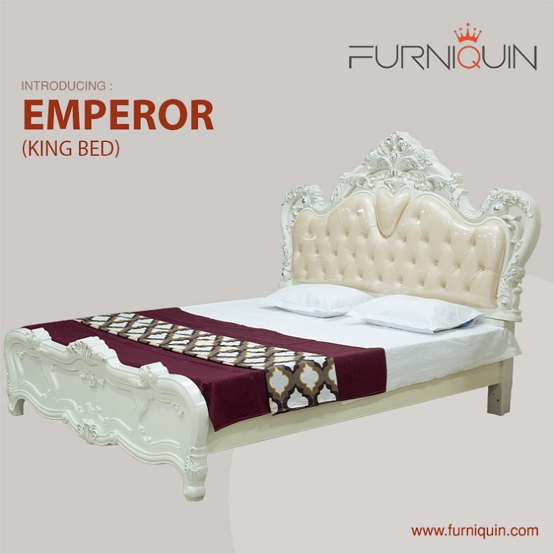 Emperor King Bed White Color, Emperor King Bed Size